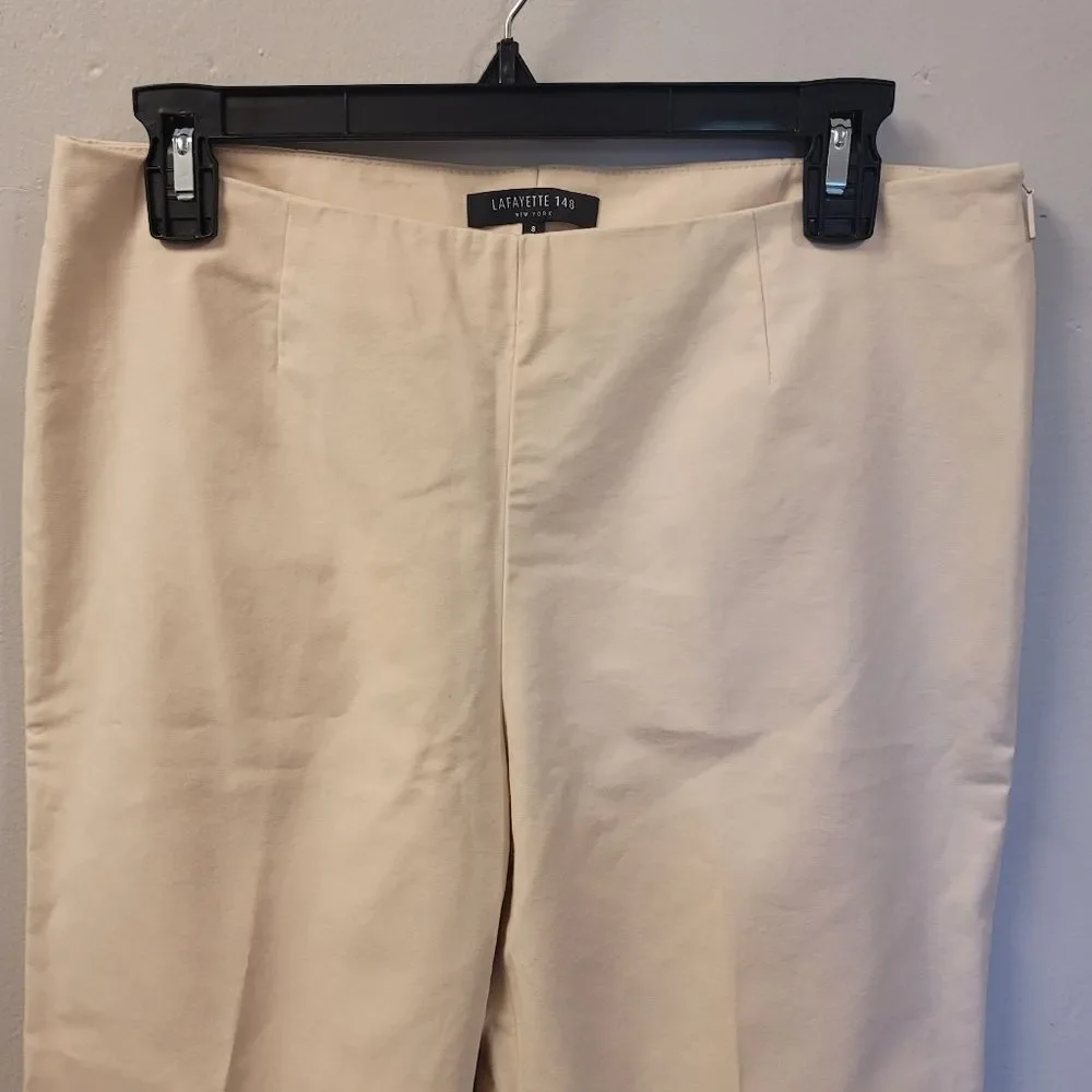 Lafayette 148 New York Stanton Khaki Slim Leg Ankle Pants Size 8